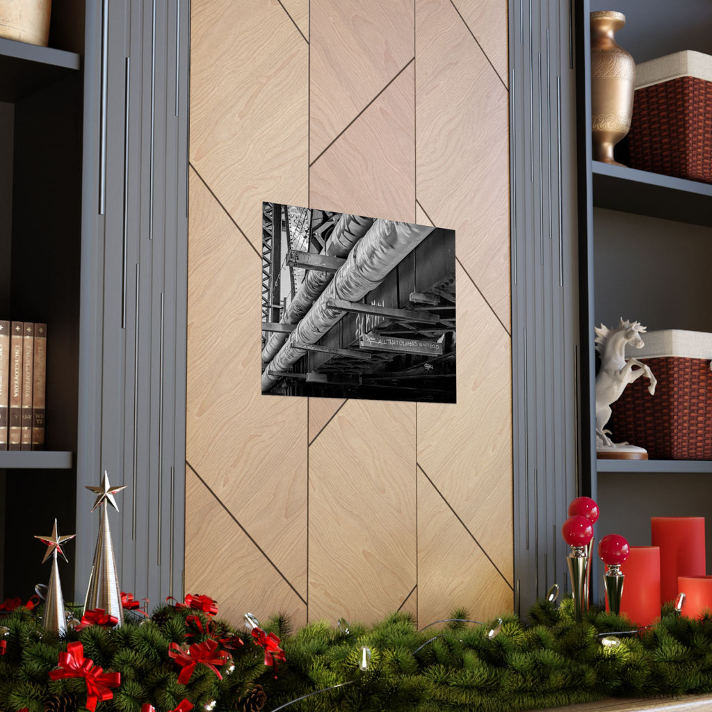 Industrial Black & White Matte Horizontal Poster — Urban Pipe Bridge Photography