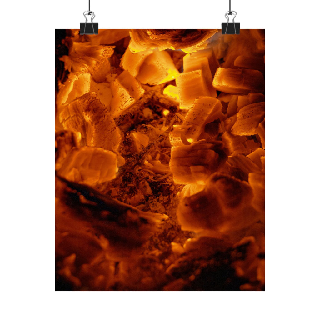 Embers Close-Up Matte Poster — Fiery Abstract Wall Art