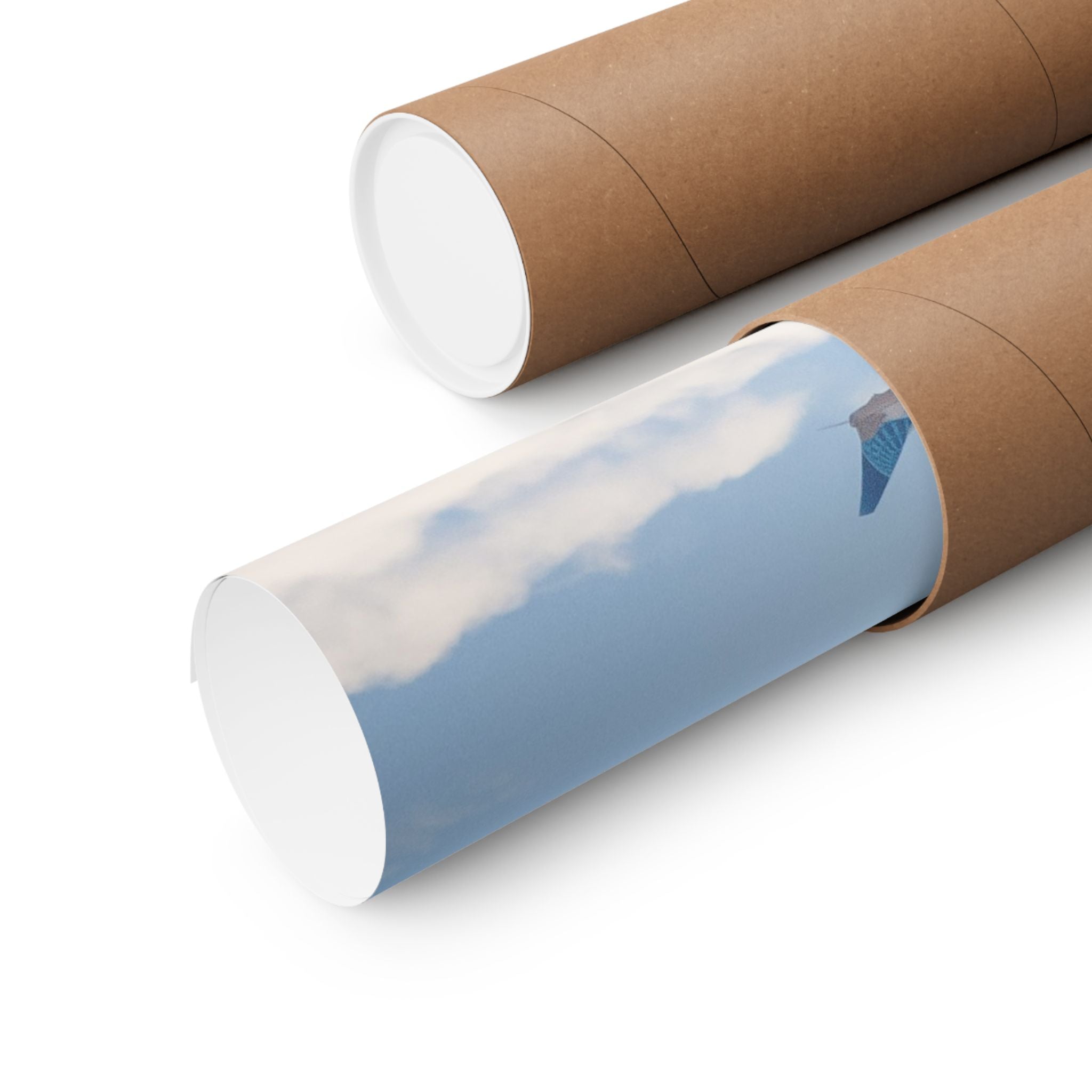 Airplane in Blue Sky Matte Poster — Vertical Travel Wall Art