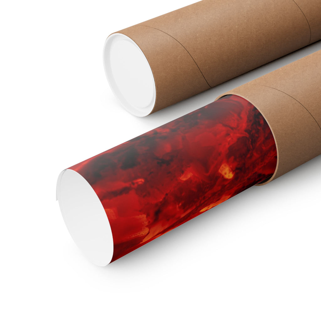 Molten Ember Matte Vertical Poster — Fiery Red Abstract Wall Art