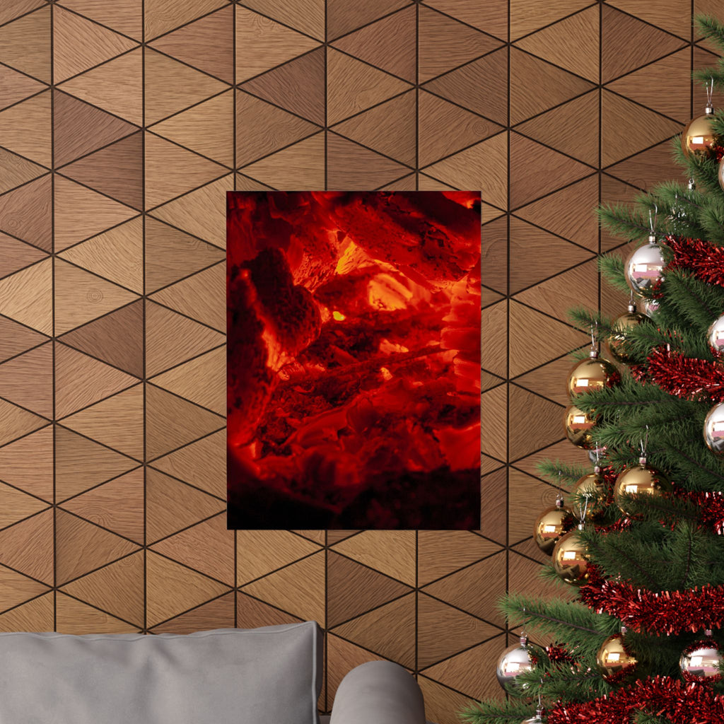 Molten Ember Matte Vertical Poster — Fiery Red Abstract Wall Art