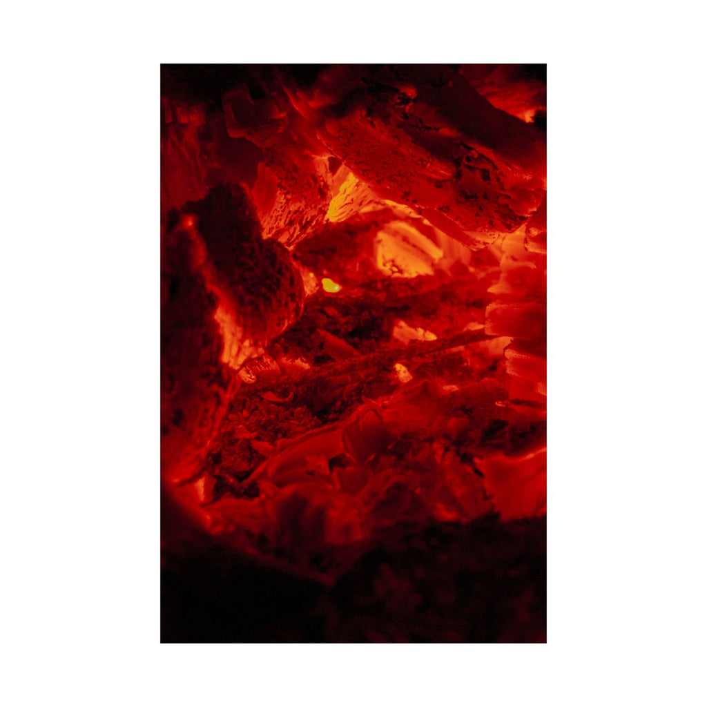 Molten Ember Matte Vertical Poster — Fiery Red Abstract Wall Art