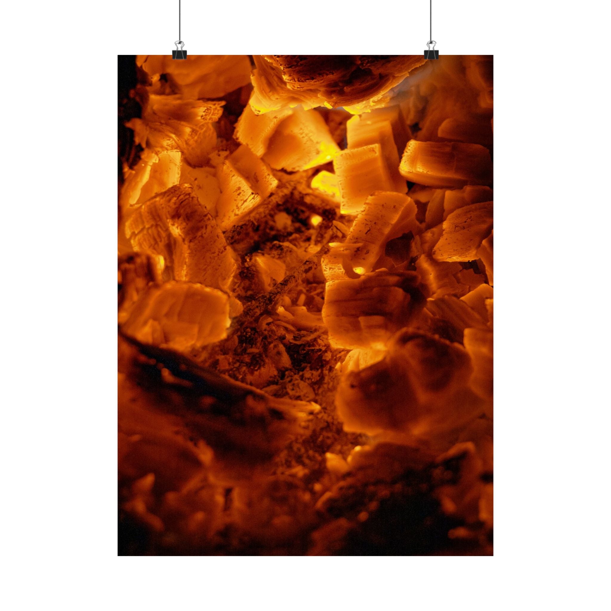 Embers Close-Up Matte Poster — Fiery Abstract Wall Art