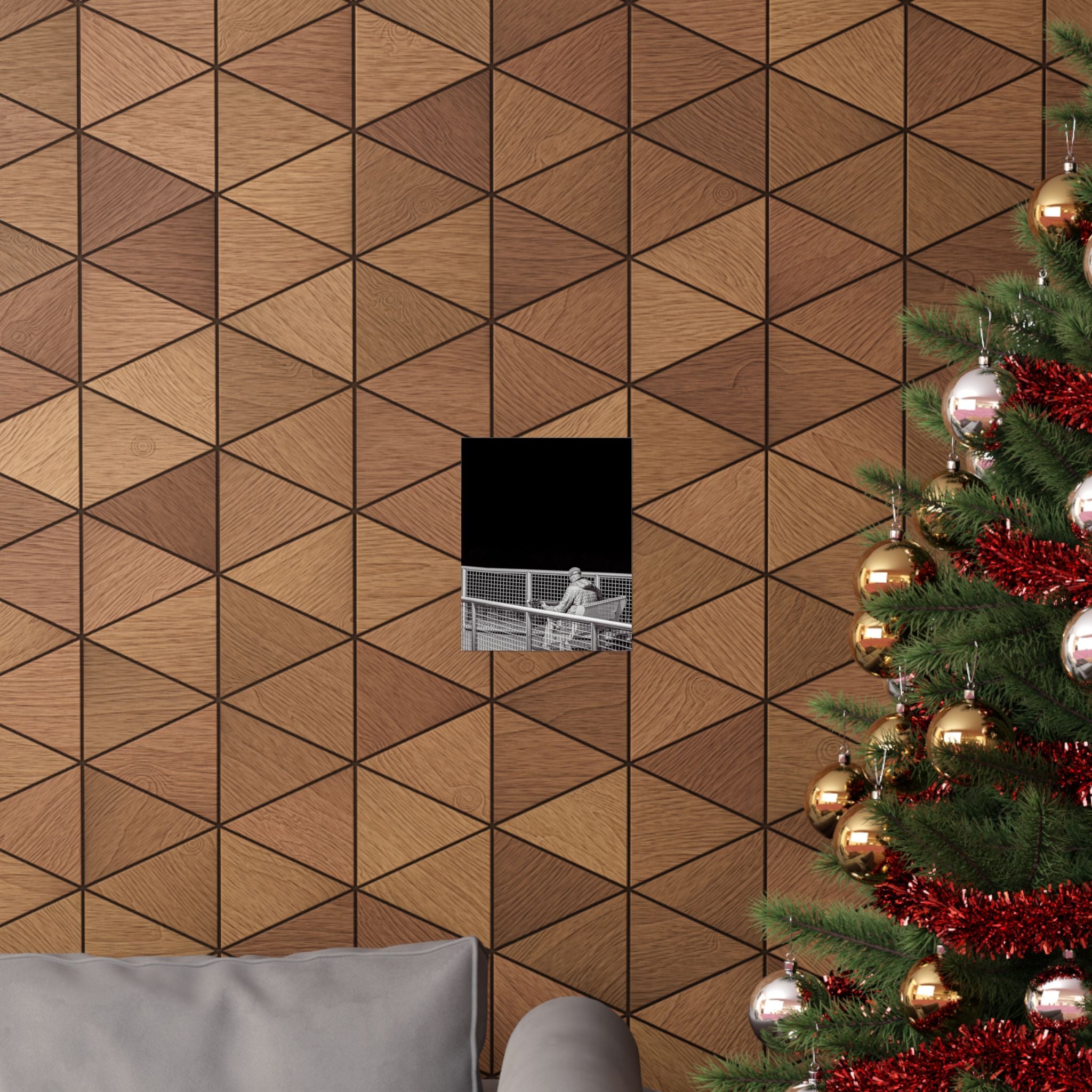 Black & White Lone Guitar Player Matte Vertical Poster — Minimalist wall art