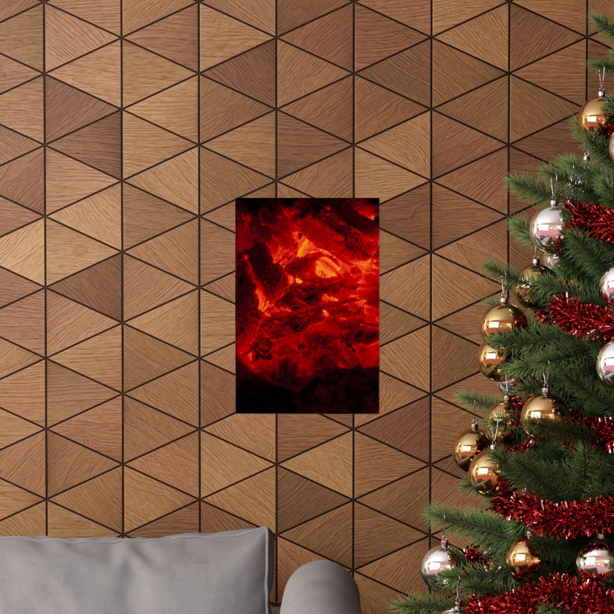 Molten Ember Matte Vertical Poster — Fiery Red Abstract Wall Art