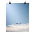 Airplane in Blue Sky Matte Poster — Vertical Travel Wall Art