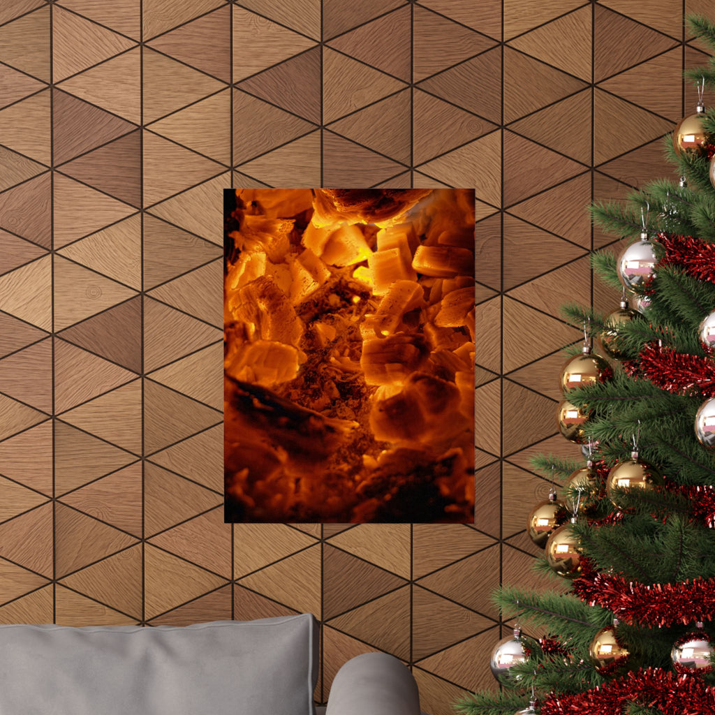 Embers Close-Up Matte Poster — Fiery Abstract Wall Art