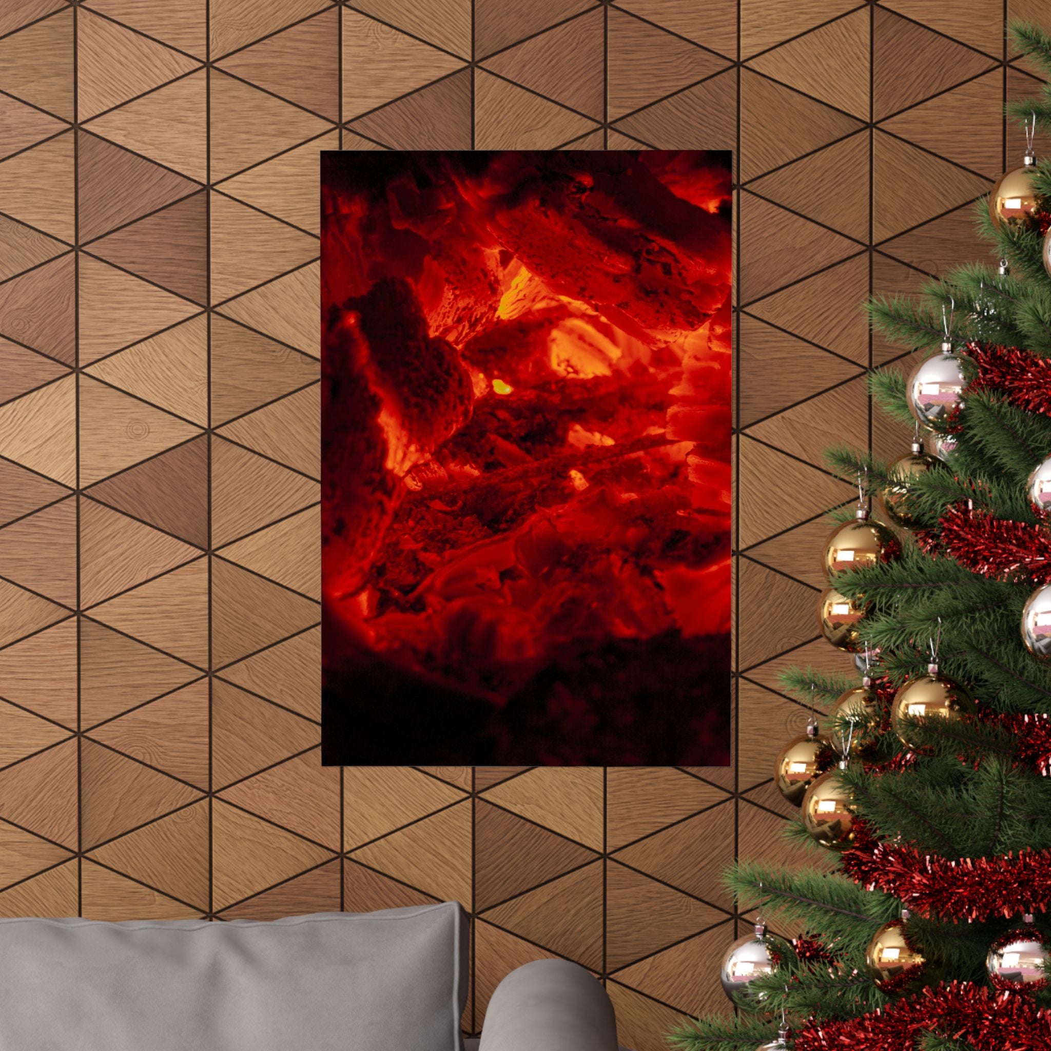 Molten Ember Matte Vertical Poster — Fiery Red Abstract Wall Art