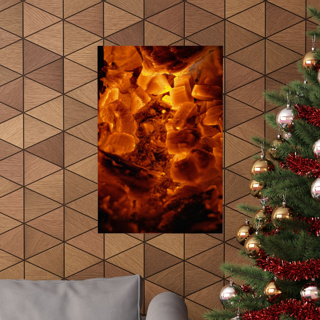 Embers Close-Up Matte Poster — Fiery Abstract Wall Art