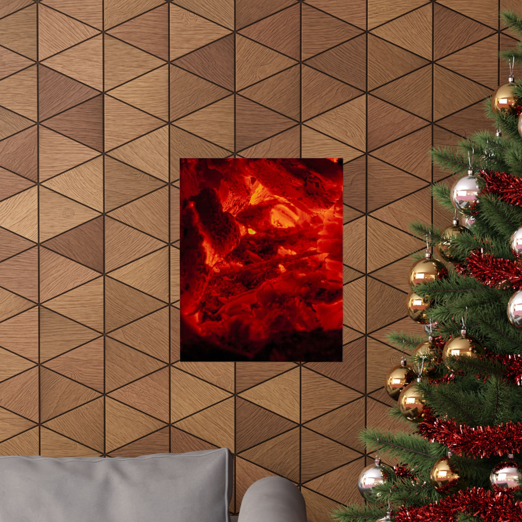 Molten Ember Matte Vertical Poster — Fiery Red Abstract Wall Art