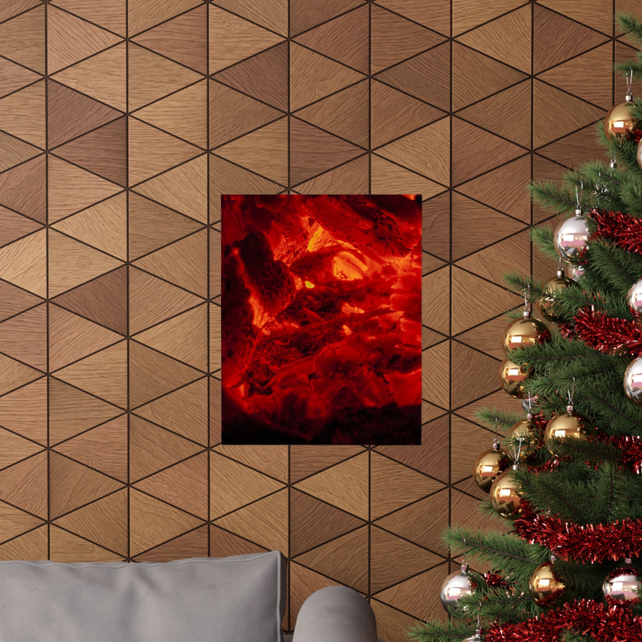 Molten Ember Matte Vertical Poster — Fiery Red Abstract Wall Art
