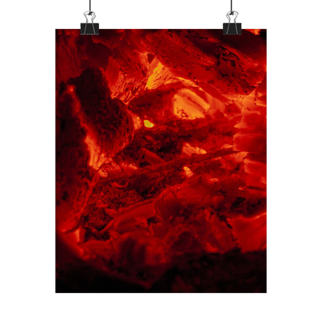 Molten Ember Matte Vertical Poster — Fiery Red Abstract Wall Art