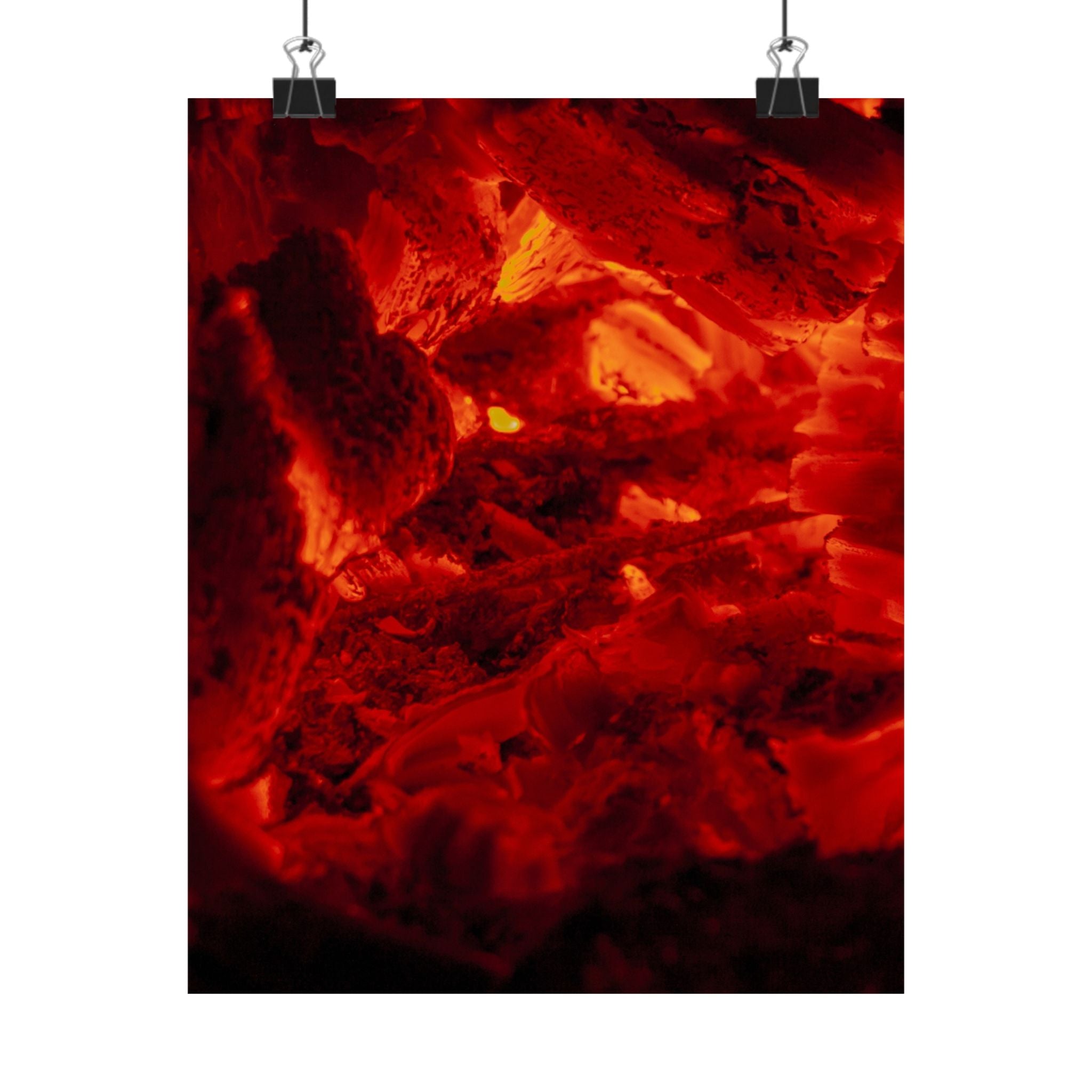 Molten Ember Matte Vertical Poster — Fiery Red Abstract Wall Art