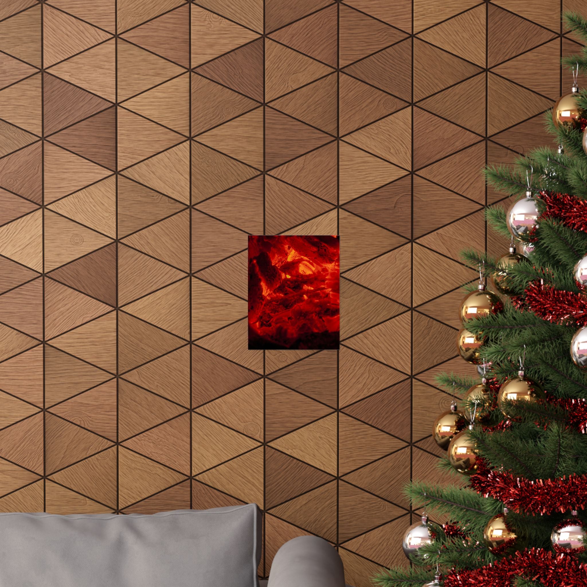 Molten Ember Matte Vertical Poster — Fiery Red Abstract Wall Art