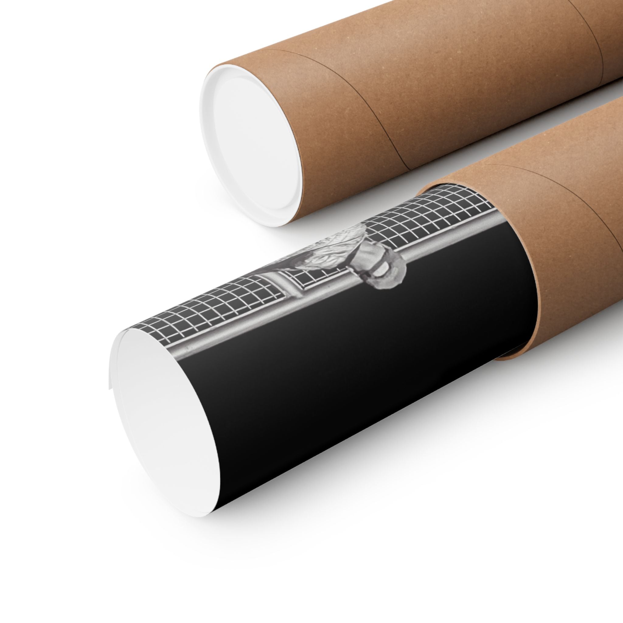 Black & White Lone Guitar Player Matte Vertical Poster — Minimalist wall art