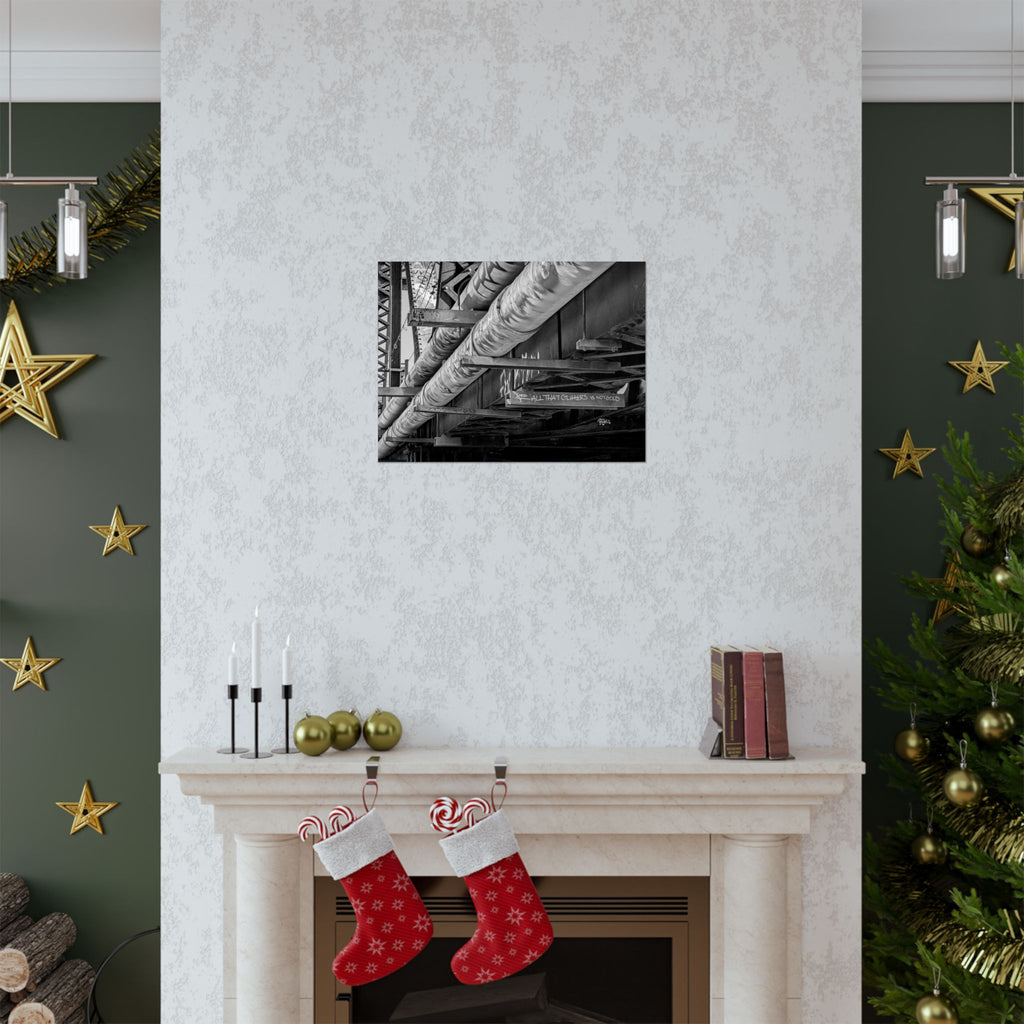 Industrial Black & White Matte Horizontal Poster — Urban Pipe Bridge Photography