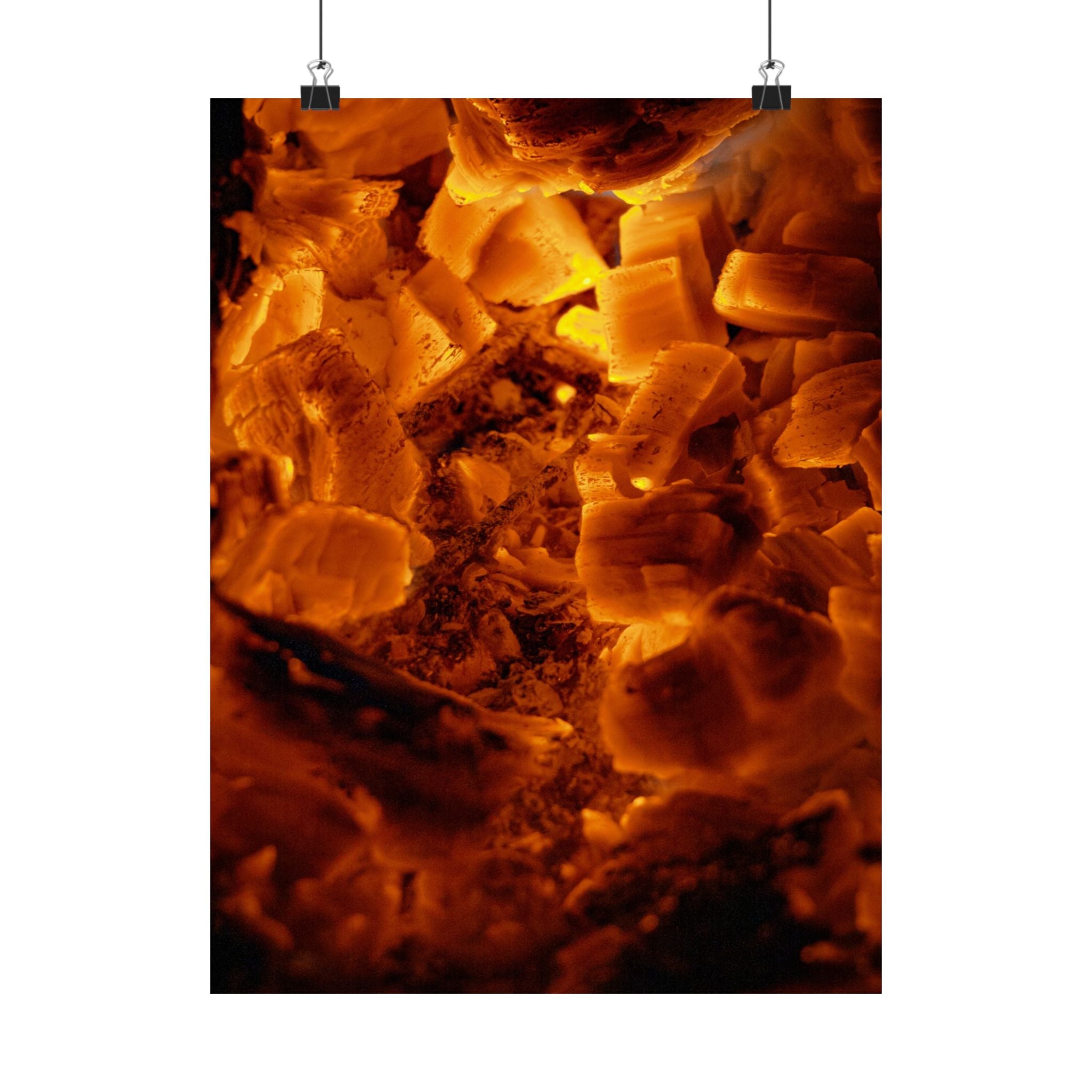 Embers Close-Up Matte Poster — Fiery Abstract Wall Art