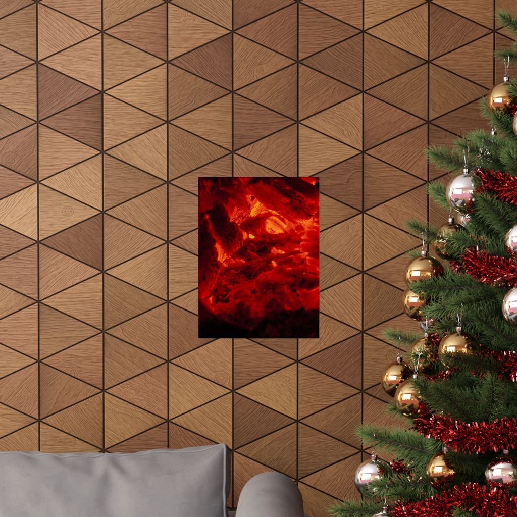 Molten Ember Matte Vertical Poster — Fiery Red Abstract Wall Art