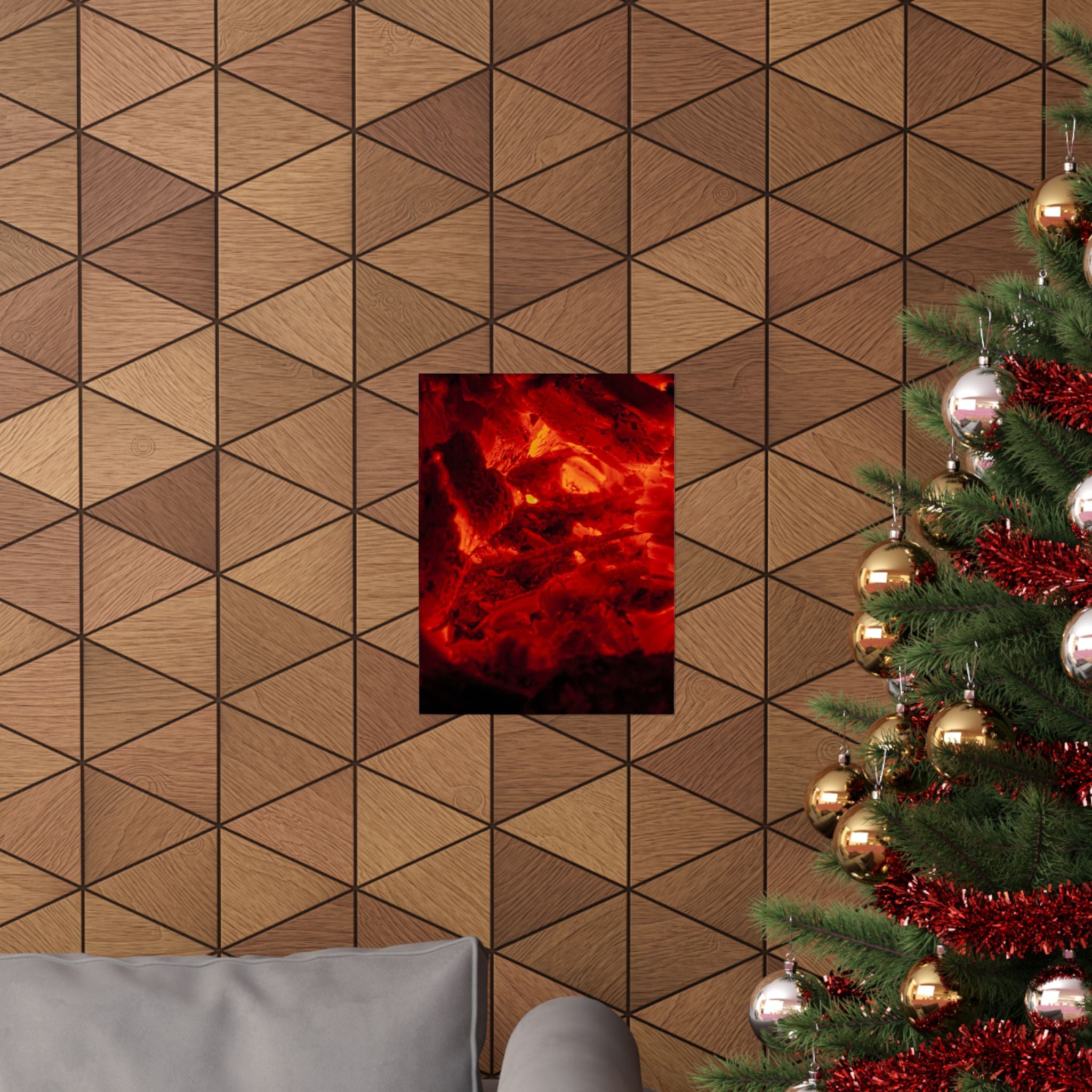 Molten Ember Matte Vertical Poster — Fiery Red Abstract Wall Art