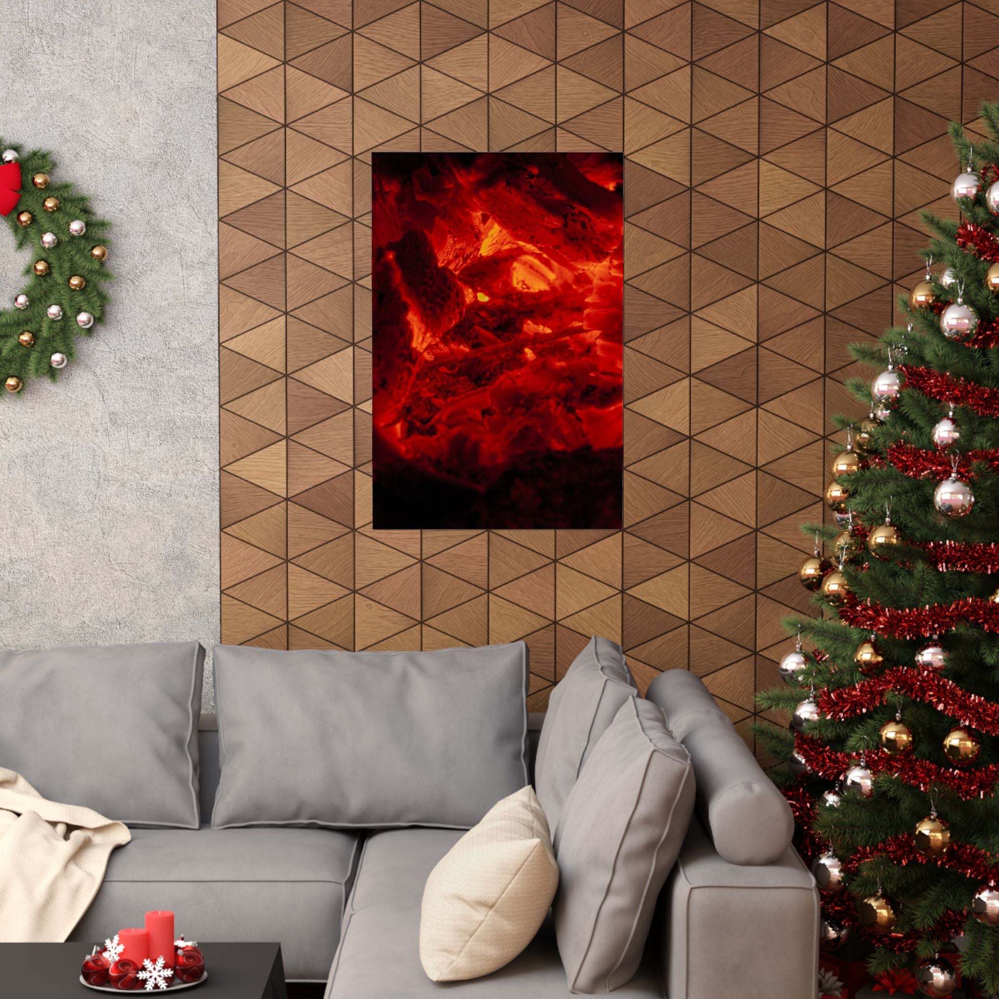 Molten Ember Matte Vertical Poster — Fiery Red Abstract Wall Art
