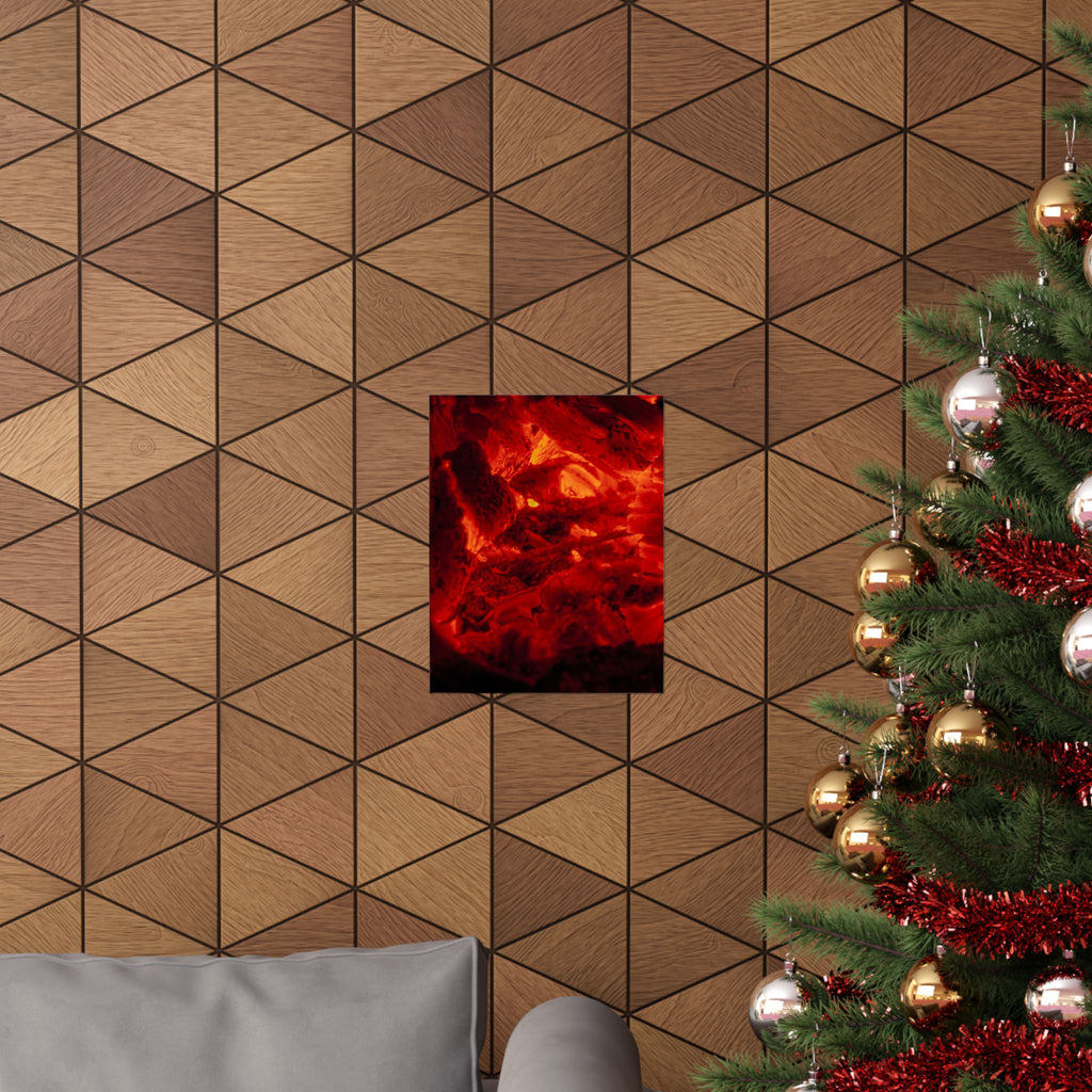 Molten Ember Matte Vertical Poster — Fiery Red Abstract Wall Art